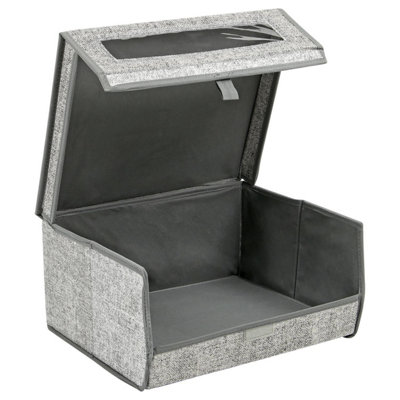 Taylor & Brown Set of 2 Large Fabric Stackable Shoe Storage Boxes with Lid & Transparent Window (Grey)
