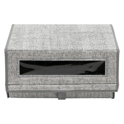 Taylor & Brown Set of 2 Large Fabric Stackable Shoe Storage Boxes with Lid & Transparent Window (Grey)
