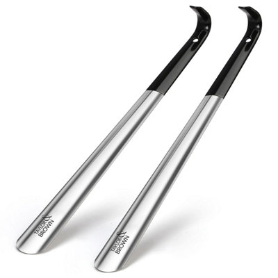 Taylor & Brown Set of 2 Long Handled 42cm Metal Shoe Horns for Boots  Flexible, Extra Long, Silver  Men, Women, Elderly, Disabled