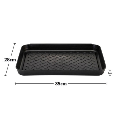 Home-Garden Mutl-Purpose Boot Mat Tray Indoor & Outdoor Waterproof Plastic Tray Shoe Tray Mat Pet Bowl Tray For Floor Protector Black, 3 Packs