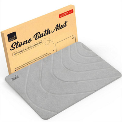 Taylor & Brown Stone Bath Mat, Diatomaceous Earth, NonSlip, Super Absorbent, Quick Dry, AntiMould, Light Grey, 60x39cm