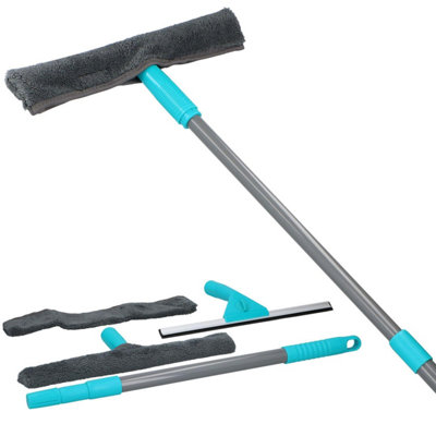 Taylor & Brown Window Cleaning Kit 129cm Extendable Pole, Indoor/Outdoor Glass Cleaner with Squeegee, Wipers & Microfibre Pads