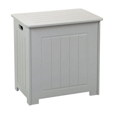 Taylor & Brown Wooden Bathroom Laundry Cabinet Storage Cupboard Chest Bin Wooden Basket Unit, Grey 51cm x 40cm x 51cm