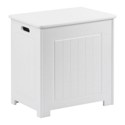 Taylor & Brown Wooden Bathroom Laundry Cabinet Storage Cupboard Chest Bin Wooden Basket Unit, White 51cm x 40cm x 51cm
