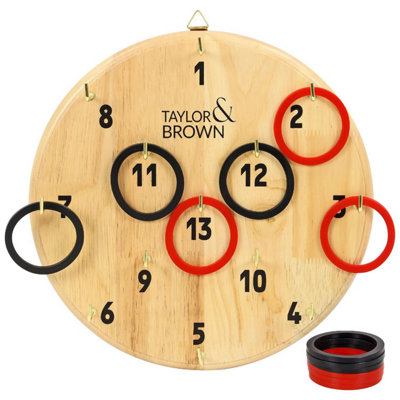 Taylor & Brown Wooden Hoopla Ring Toss GameHanging Hook Target Board ...