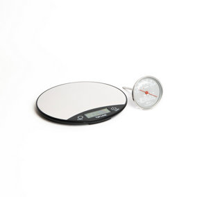 Taylor Gift-Boxed  Black and Silver Pro Digital Dual Kitchen Scale 5kg, Pro Meat Thermometer