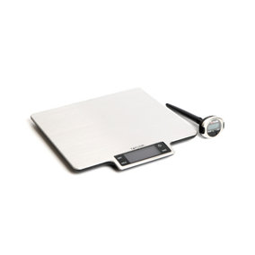 Taylor Gift-Boxed Pro Large Platform Stainless Steel Digital Kitchen Scale, 10kg, Digital Pocket Thermometer