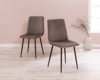 Taylor grey velvet dining chair with black legs x - Main Image