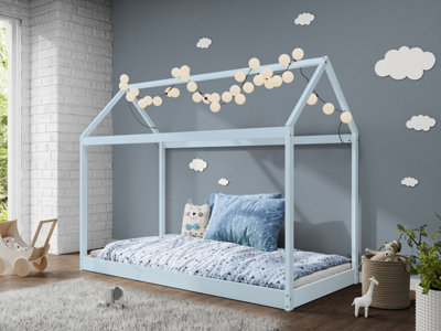 Taylor Kids Wooden Bed Single House, Pastel Blue