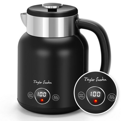 Taylor Swoden Electric Kettle with Tea Infuser, Small Electric Tea Kettle with Keep Warm Function for Home and Office, Black