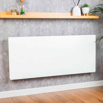 TCP 2000W Wall Mounted Aluminium Electric Panel Heater White, Sleek Design and Paint Friendly Surface