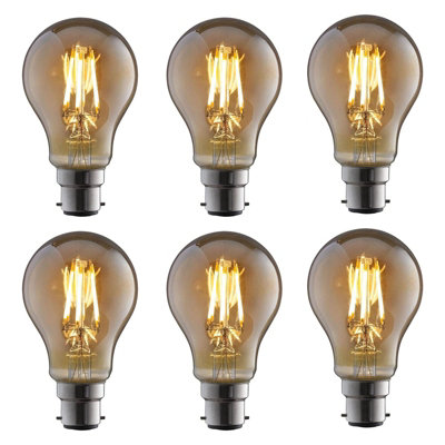 TCP 6PC Warm Vintage Instart Start LED Light Bulbs 4W 380Lm B22