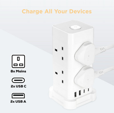 Protecteur De Surtension (parafoudre) Avec Prise USB 8W - 1 Mètre - Neuf RS Pro