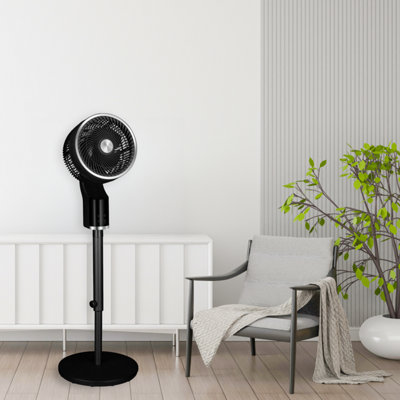 TCP Black Pedestal Fan, Quiet, Powerful Cooling with 3D Oscillation, Remote Control & Adjustable Height for Home or Office Use