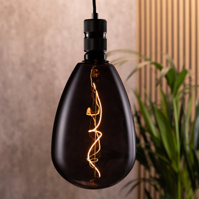 TCP Black Twist Decorative Bulb, Warm White Glow, E27, Single Pack