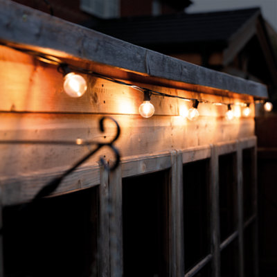 TCP LED Festoon Lights, 10M Clear Filament Globe, Warm White, Mains Powered, for Patio, Fence, Garden, Outdoor Decorative Use