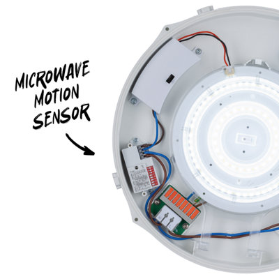 TCP Microwave Sensor Bulkhead Indoor/Outdoor Wall & Ceiling Light For Commercial and Residential Use (IP65)