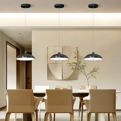 TCP Pack of 3 x Black Hanging Pendant Ceiling Light, IP20 with ...