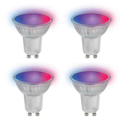 TCP Pack of 4 x Glass Smart LED GU10 320lm CCT and RGB Switchable