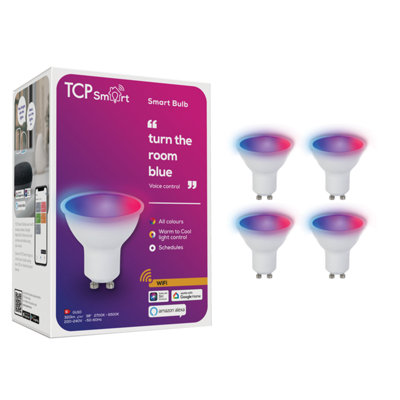 TCP Pack of 4 x Smart LED GU10 450lm CCT and RGB Switchable