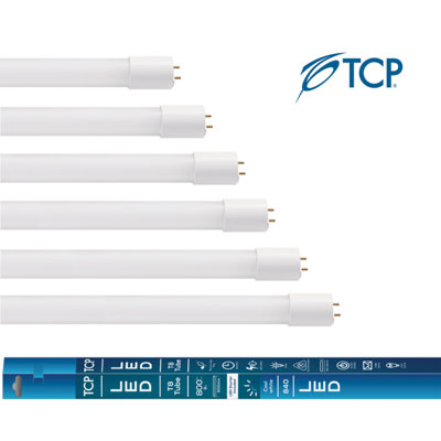TCP Pack of 6 x LED T8 Tube Light, 800 Lumens, Warm White, 600mm in Length with starters included.