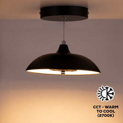 TCP Single Unit Black Hanging Pendant Ceiling Light, IP20 with Switchable CCT Options