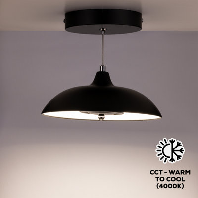 TCP Single Unit Black Hanging Pendant Ceiling Light, IP20 with Switchable CCT Options