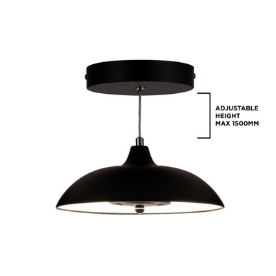 TCP Single Unit Black Hanging Pendant Ceiling Light, IP20 with Switchable CCT Options
