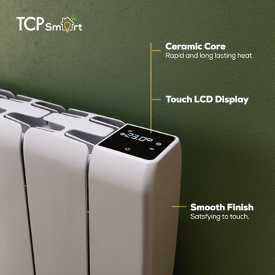 TCP Smart 1000W White Ceramic Panel Electric Radiator, Long-Lasting ...