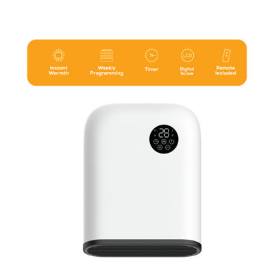 TCP Smart Downflow Ceramic Wall Mounted Heater 2000W, Ideal For Bathrooms and Small Rooms With Remote