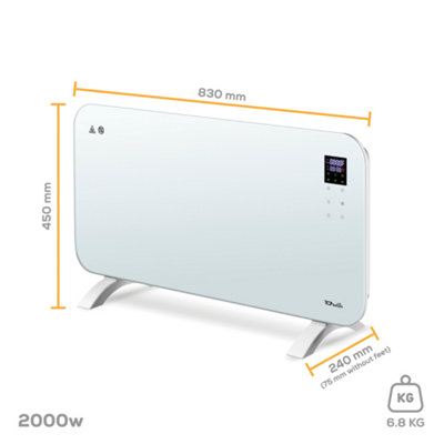 TCP Smart WiFi Fixed or Portable White Glass Panel Heater 2000w | DIY at Bu0026Q