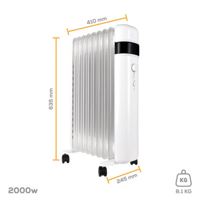 TCP Smart WiFi White Portable Free-Standing 9 Fin Oil Radiator 2000W ...