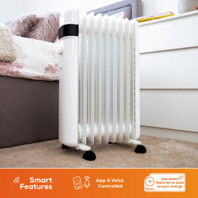 TCP Smart WiFi White Portable Free-Standing Oil 7 Finned Radiator 1500w