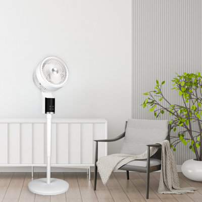 TCP White Pedestal Fan, Quiet, Powerful Cooling with 3D Oscillation, Remote Control & Adjustable Height for Home or Office Use