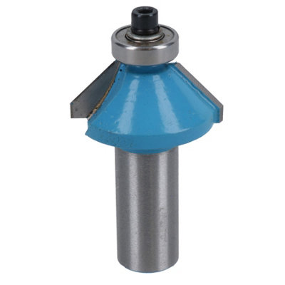 TCT 45 Degree Bearing Guided Chamfer Router Bit 30mm D Cutter 1 2 Shank