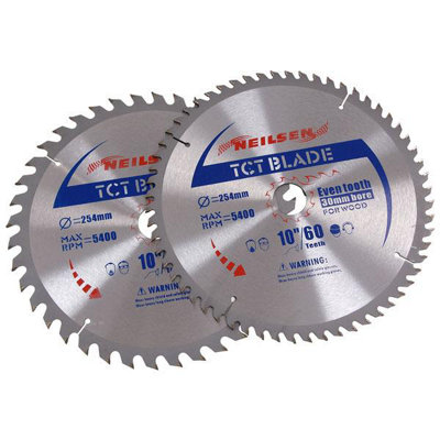 Tct Circular Saw Blades, 2pc, 40 / 60 teeth, 254mm (Neilsen CT2521)