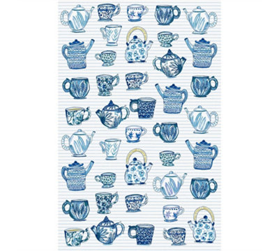 Tea Cups Food & Drink Print 100% Cotton Tea Towel