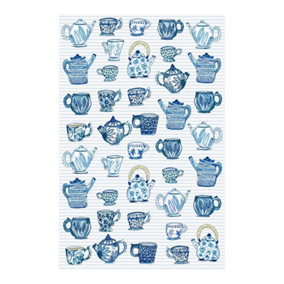 Tea Cups Food & Drink Print 100% Cotton Tea Towel