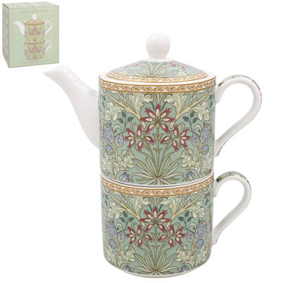 Tea For One Ceramic Hyacinth W.Morris Floral Teapot Tea Server Set Fine China