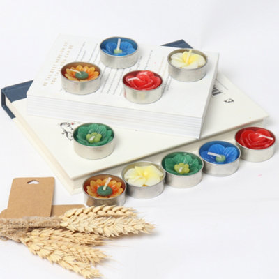 Tea Light Candle Set of 10 Flower Themed Tea Lights by Laeto Ageless Aromatherapy - FREE DELIVERY INCLUDED - 6