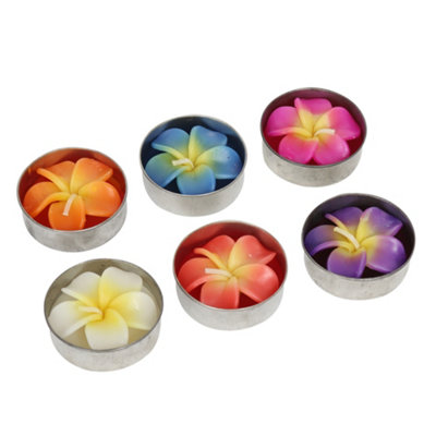 Tea Light Candle Set of 6 Flower Themed Tea Lights by Laeto Ageless Aromatherapy - FREE DELIVERY INCLUDED - 6