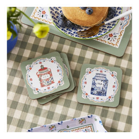 Tea Tins Food and Drink Printed MDF Coasters (4 Pack)