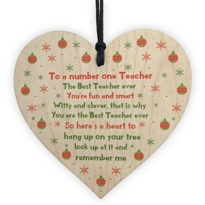 Teacher Gift Wooden Heart Number One Teacher Assistant Thank You ...