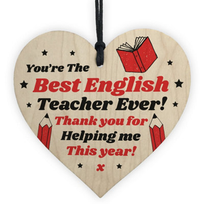 Teacher Wooden Heart Thank You Gifts for English Teacher Leaving Gift ...