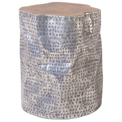 Teak Accent Side Table Silver GORDON