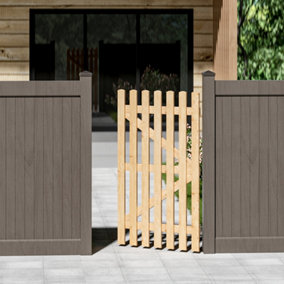 Teak Wood Arch Frame Garden Gate with Latch W90cm x H150cm