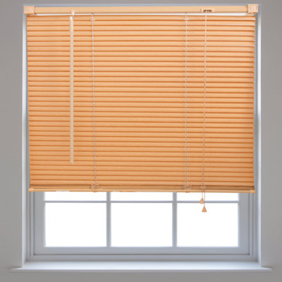 Teak Wood Effect PVC Venetian Blinds for Windows and Doors by Furnished - (W)110cm x (L)210cm