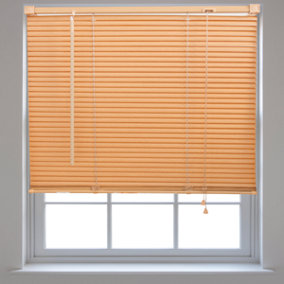 Teak Wood Effect PVC Venetian Blinds for Windows and Doors by Furnished - (W)145cm x (L)150cm