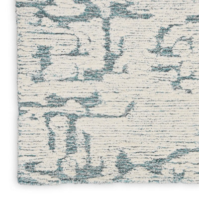Teal Abstract Handmade Luxurious Modern Wool Rug For Bedroom & Living Room-259cm X 351cm