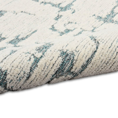 Teal Abstract Handmade Luxurious Modern Wool Rug For Bedroom & Living Room-259cm X 351cm